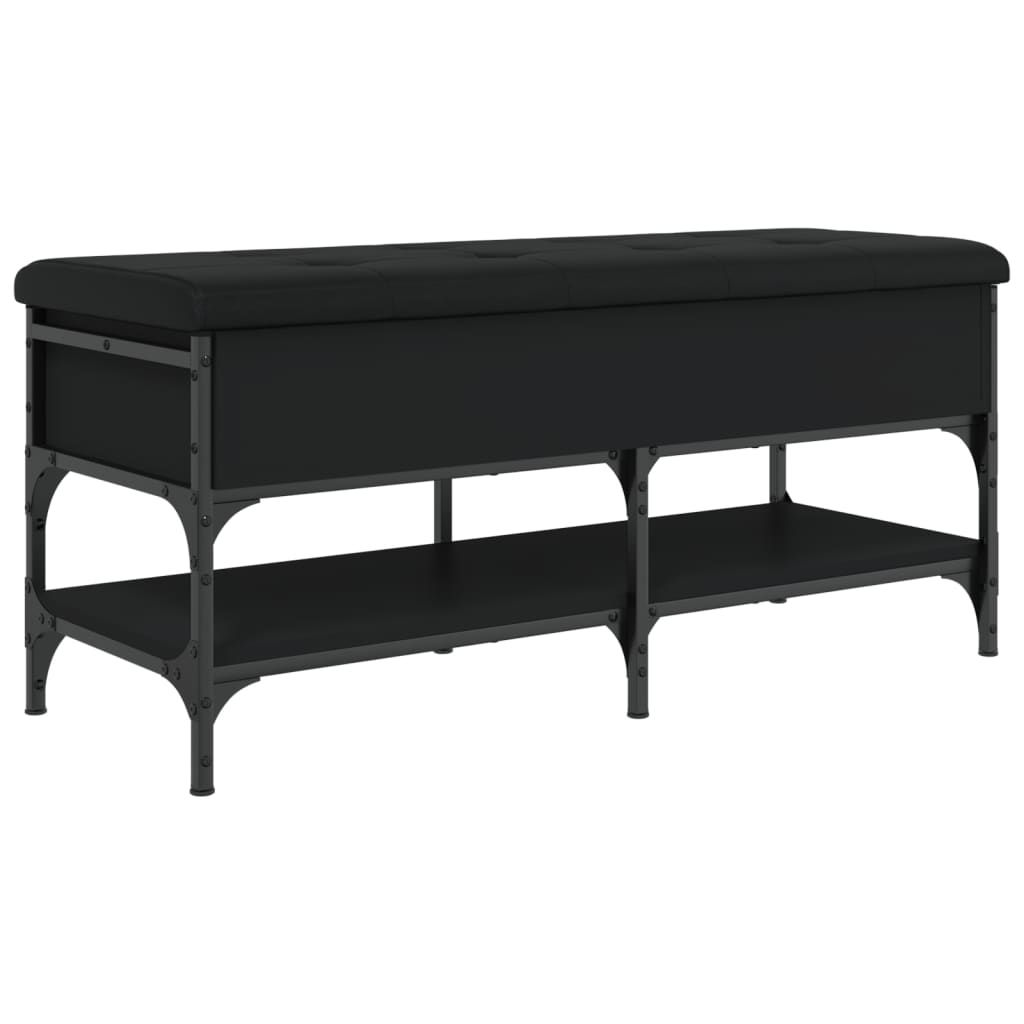 Panca Porta Scarpe Nera 102x42x45 cm in Legno Multistrato - homemem39