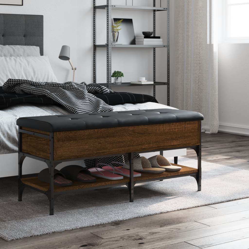 Panca Porta Scarpe Rovere Marrone 102x42x45cm Legno Multistrato - homemem39