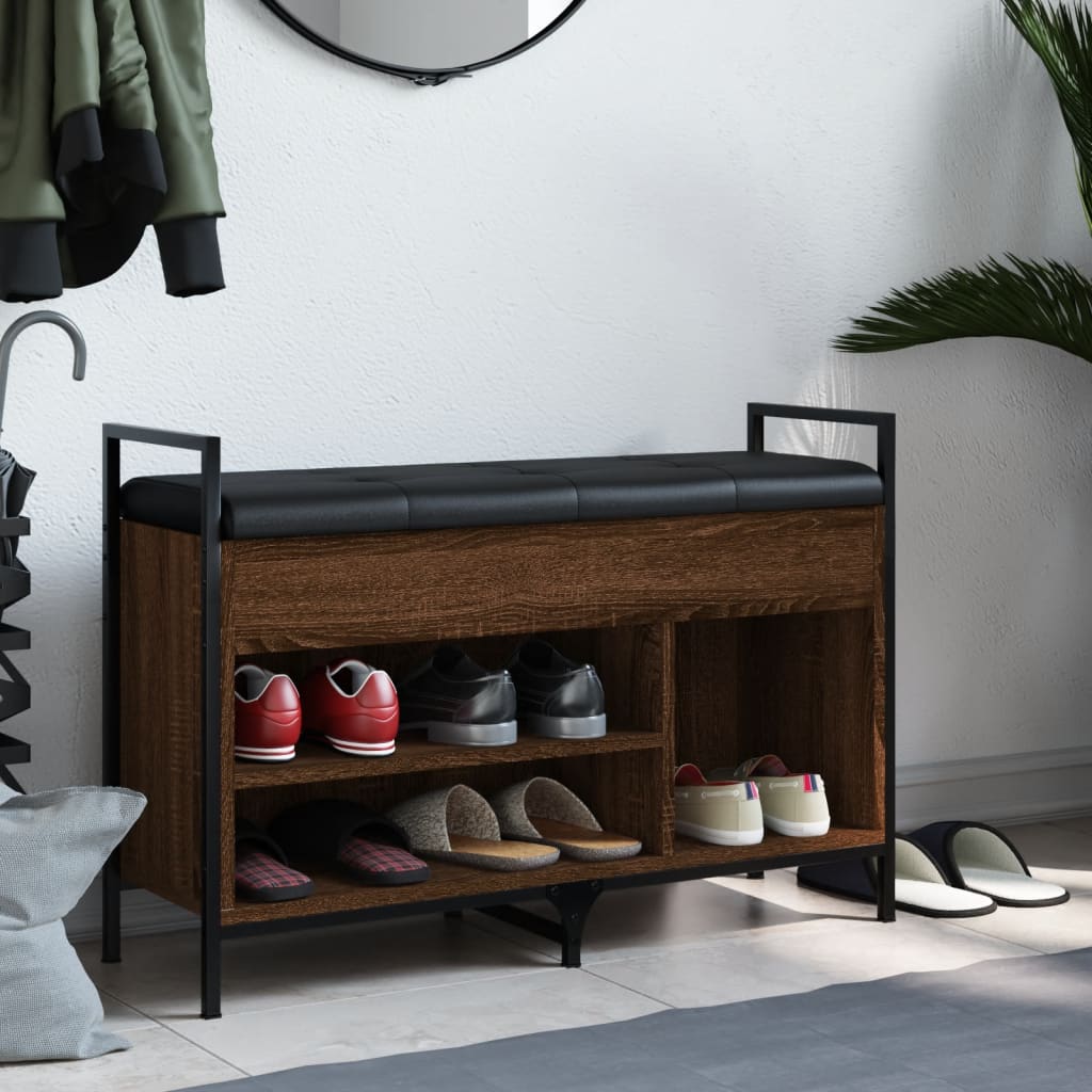 Panca Porta Scarpe Rovere Marrone 85,5x32x57,5 cm - homemem39