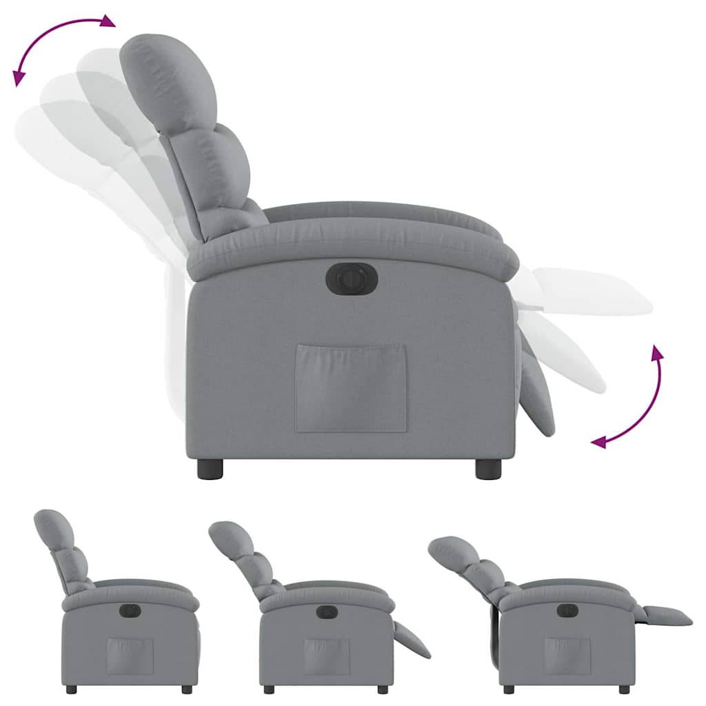 Poltrona Elettrica Reclinabile Grigio Chiaro in Tessuto | homemem39