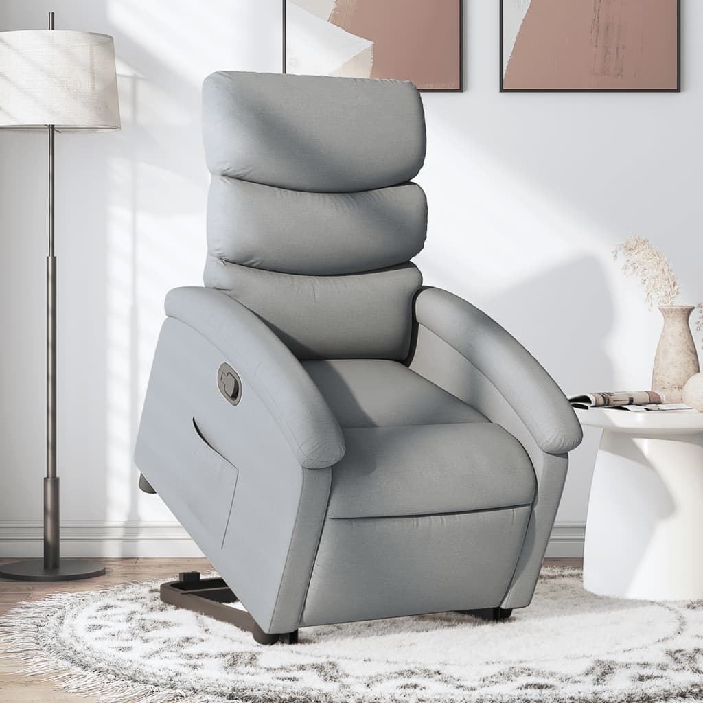 Poltrona Alzapersona Reclinabile Grigio Chiaro in Tessuto | homemem39