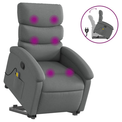 Poltrona Alzapersona Massaggi Reclinabile Grigio Scuro Tessuto - homemem39