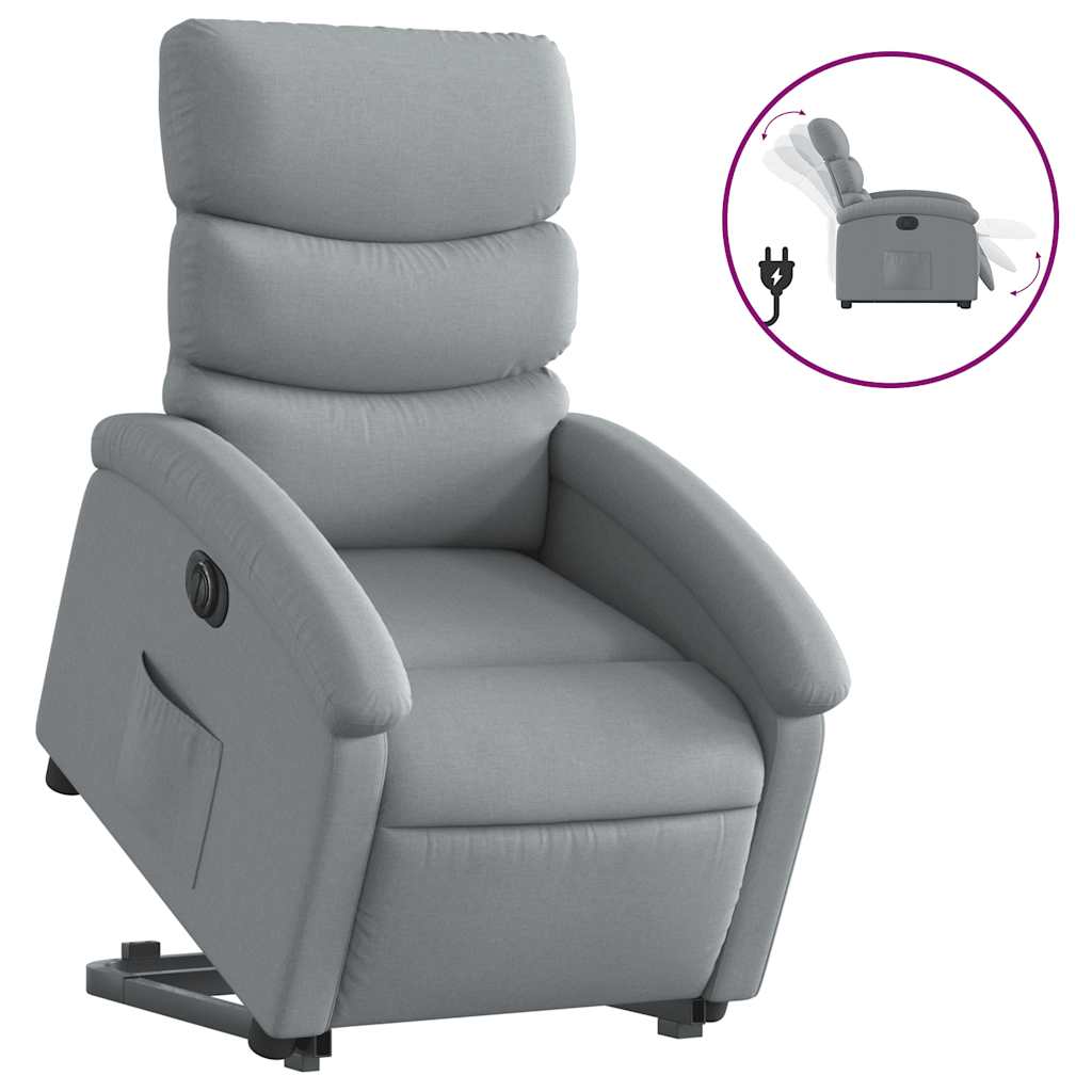 Poltrona Reclinante Alzapersona Elettrica Grigio Chiaro Tessuto | homemem39