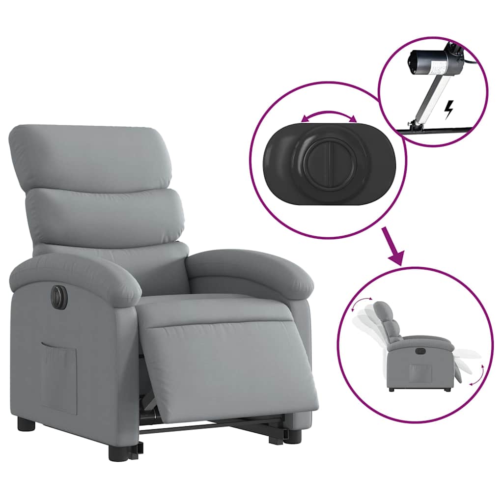 Poltrona Reclinante Alzapersona Elettrica Grigio Chiaro Tessuto | homemem39