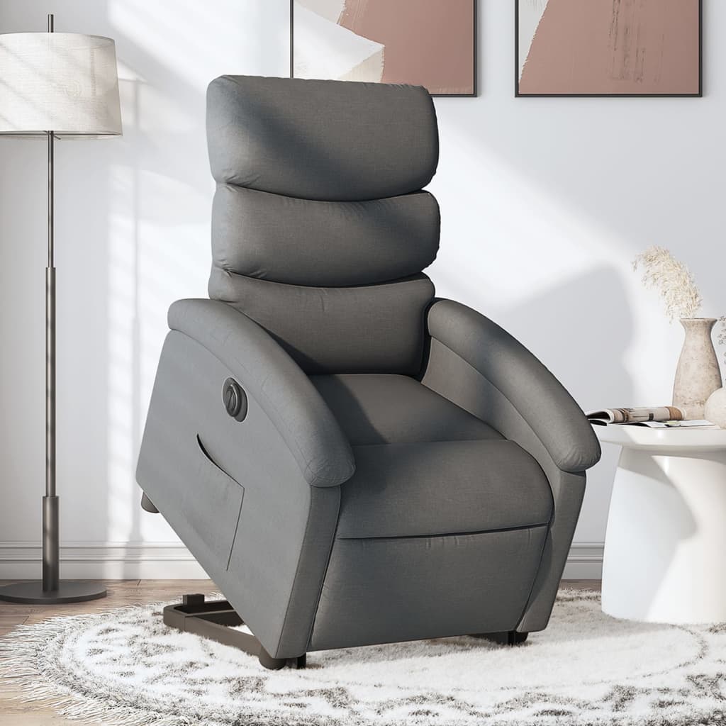 Poltrona Alzapersona Reclinabile Elettrica Grigio Scuro Tessuto - homemem39