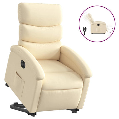 Poltrona Alzapersona Reclinabile Elettrica Crema in Tessuto | homemem39