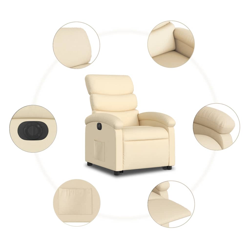 Poltrona Alzapersona Reclinabile Elettrica Crema in Tessuto | homemem39
