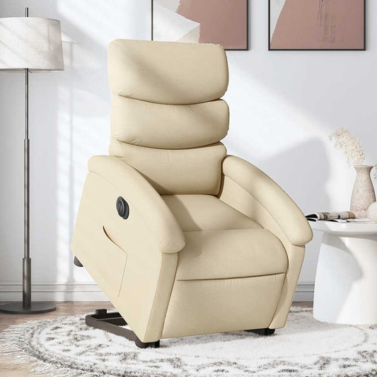 Poltrona Alzapersona Reclinabile Elettrica Crema in Tessuto | homemem39