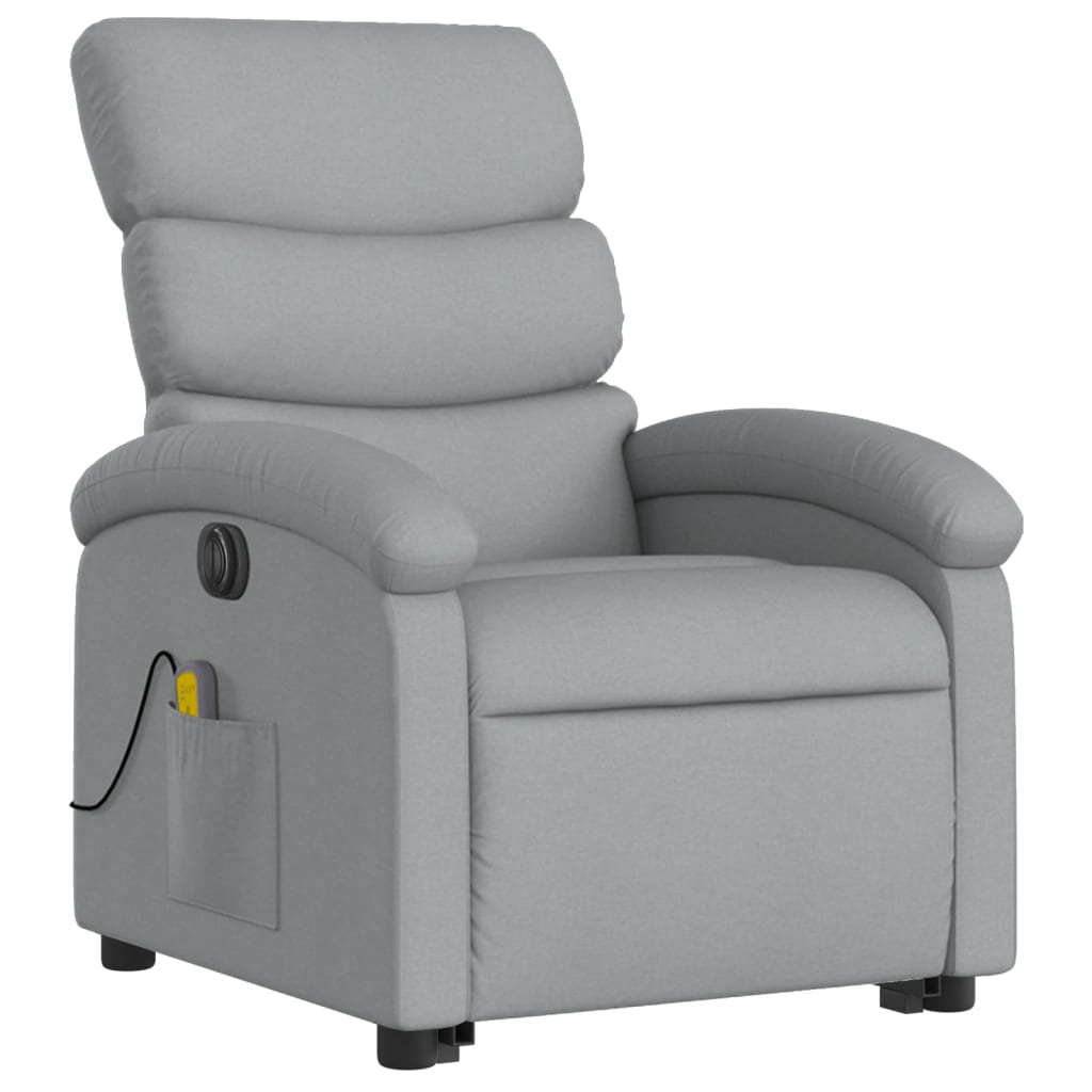Poltrona Alzapersona Massaggi Elettrica Grigio Chiaro Tessuto - homemem39