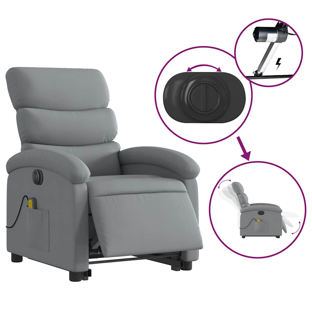 Poltrona Alzapersona Massaggi Elettrica Grigio Chiaro Tessuto | homemem39