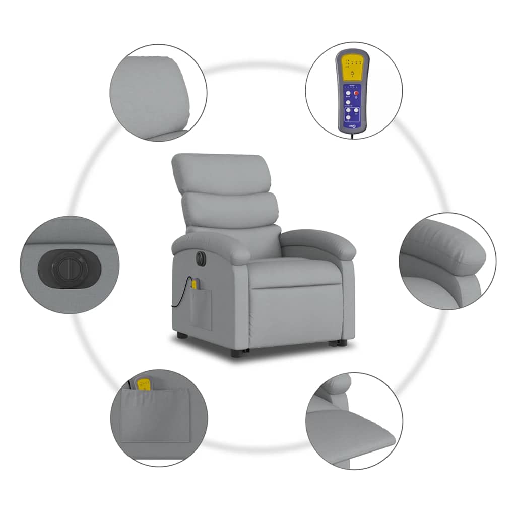 Poltrona Alzapersona Massaggi Elettrica Grigio Chiaro Tessuto | homemem39