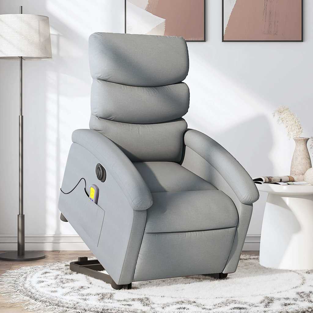 Poltrona Alzapersona Massaggi Elettrica Grigio Chiaro Tessuto | homemem39