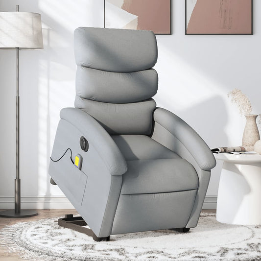 Poltrona Alzapersona Massaggi Elettrica Grigio Chiaro Tessuto - homemem39