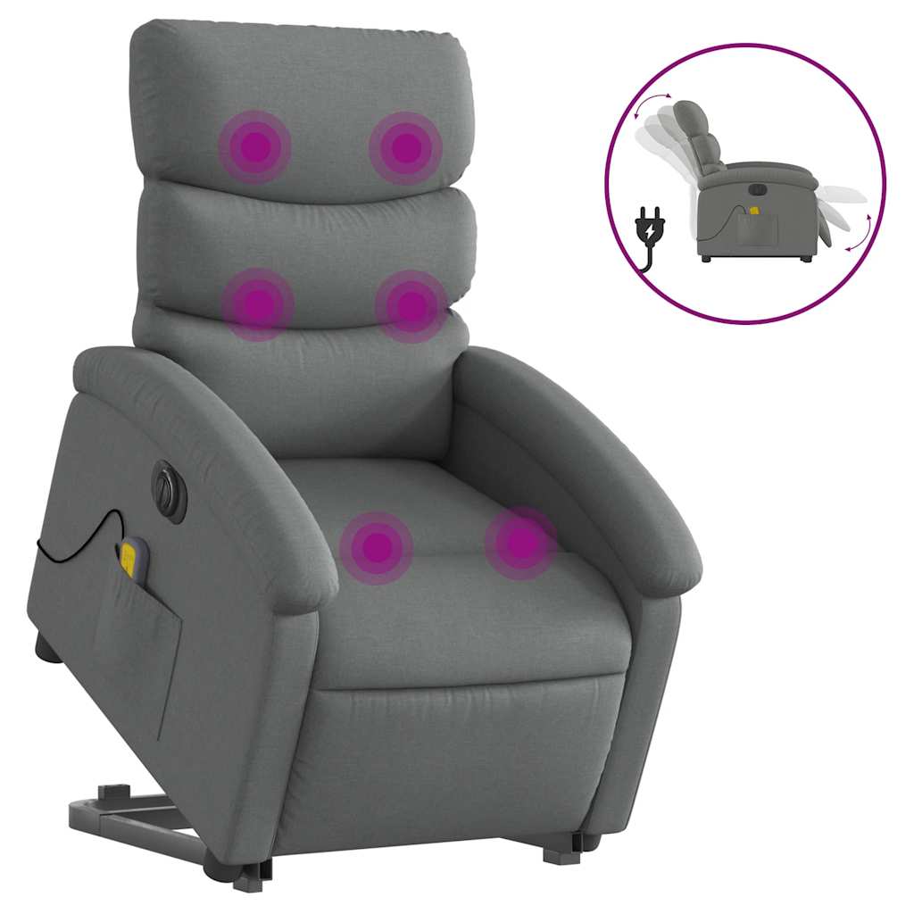 Poltrona Alzapersona Massaggi Elettrica Grigio Scuro Tessuto | homemem39