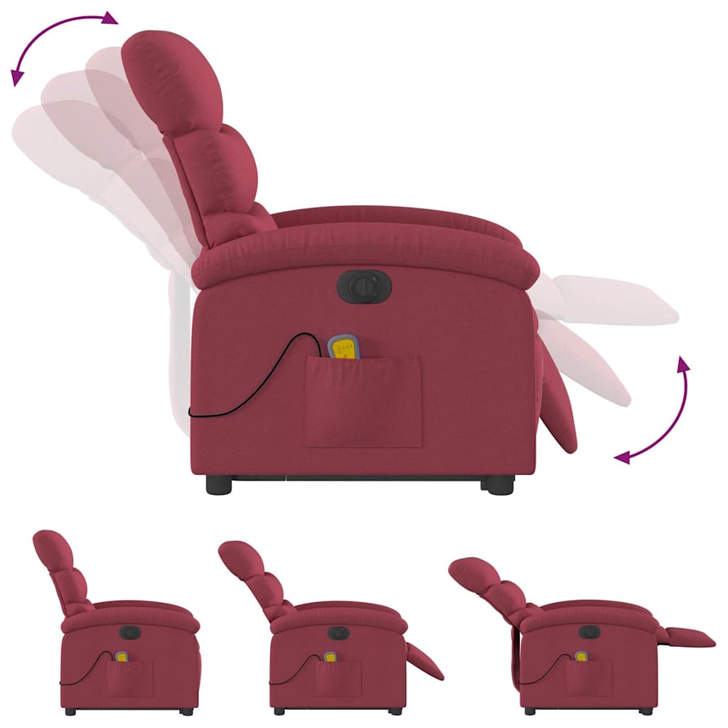 Poltrona Alzapersona Massaggiante Elettrica Rosso Vino Tessuto | homemem39