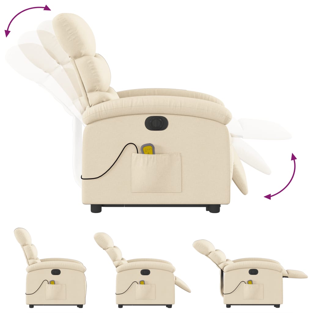 Poltrona Alzapersona Massaggiante Elettrica Crema in Tessuto - homemem39