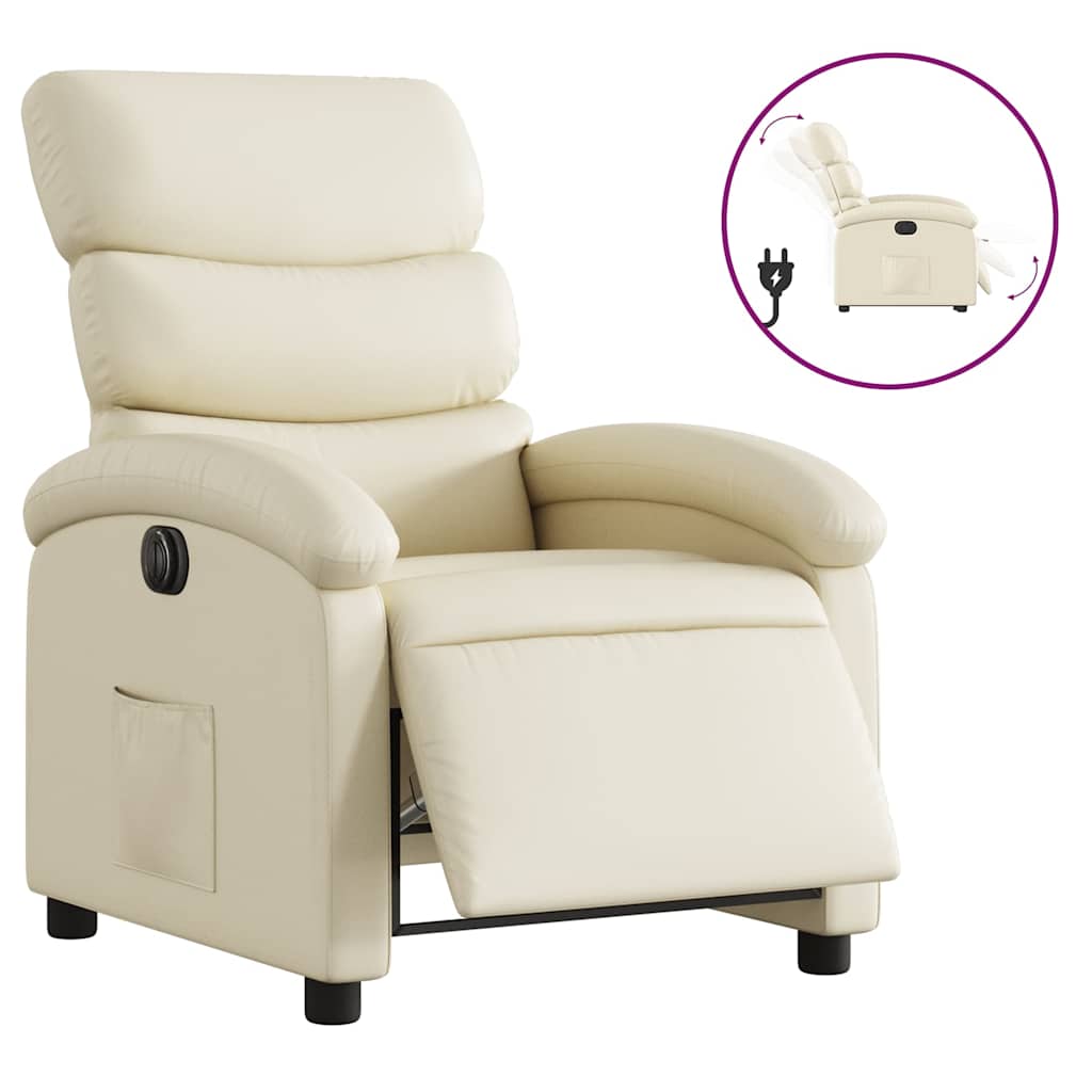 Poltrona Reclinabile Elettrica Crema in Similpelle | homemem39