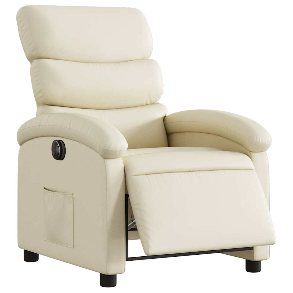 Poltrona Reclinabile Elettrica Crema in Similpelle | homemem39