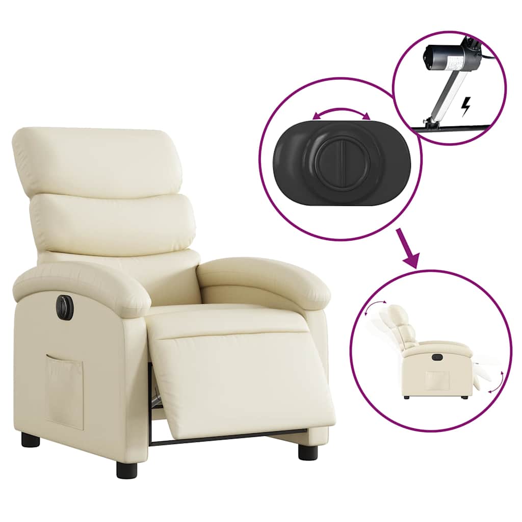Poltrona Reclinabile Elettrica Crema in Similpelle | homemem39