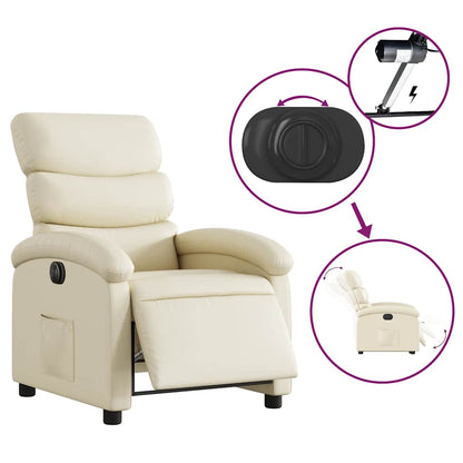 Poltrona Reclinabile Elettrica Crema in Similpelle | homemem39