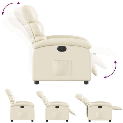Poltrona Reclinabile Elettrica Crema in Similpelle | homemem39