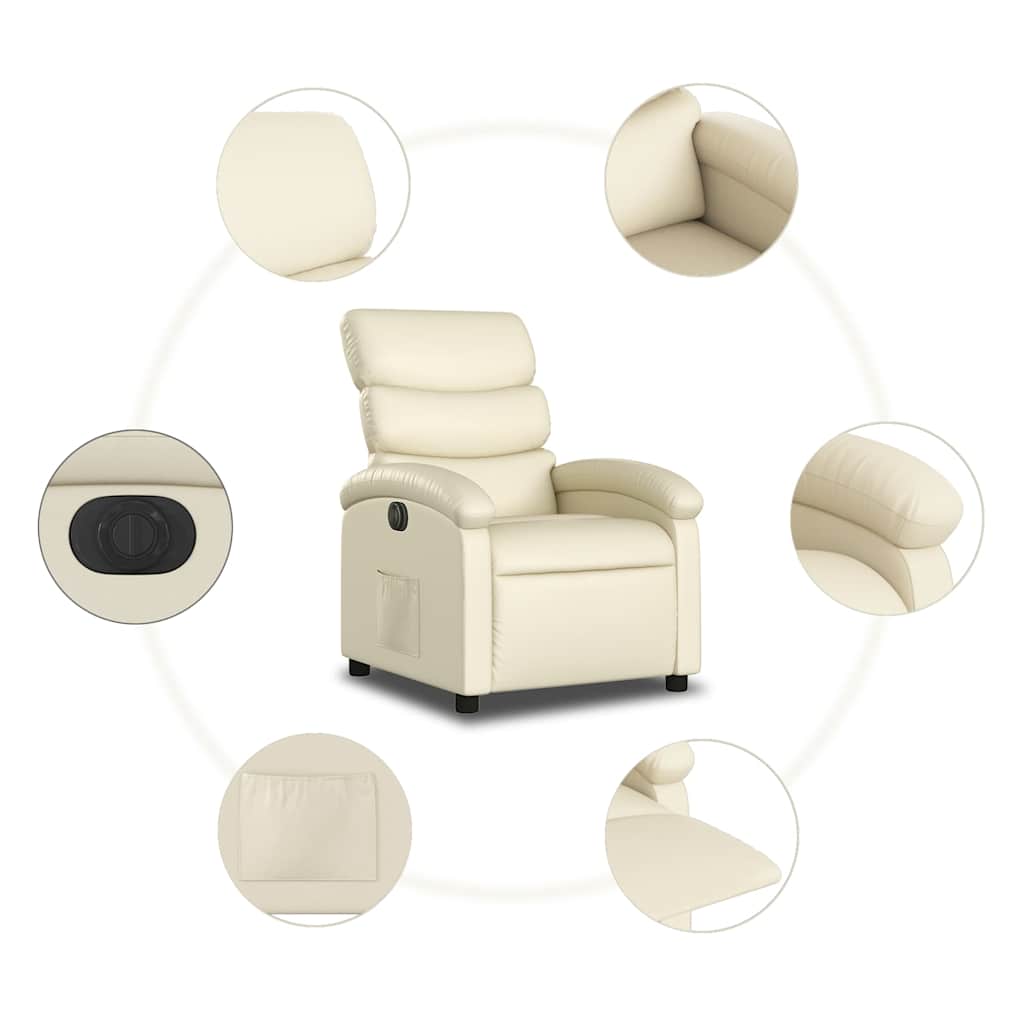 Poltrona Reclinabile Elettrica Crema in Similpelle | homemem39