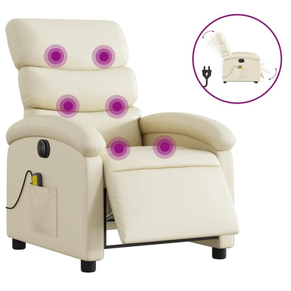 Poltrona Massaggiante Elettrica Reclinabile Crema Similpelle | homemem39