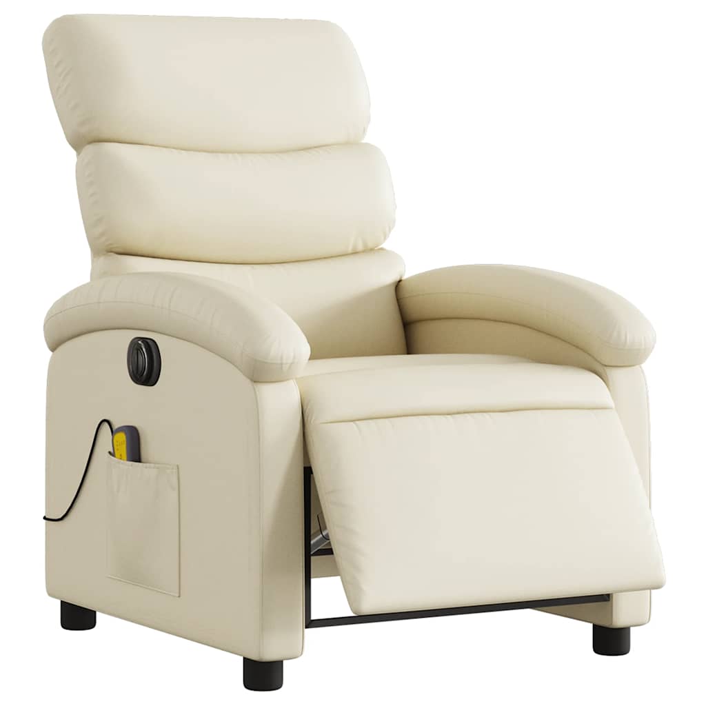 Poltrona Massaggiante Elettrica Reclinabile Crema Similpelle | homemem39