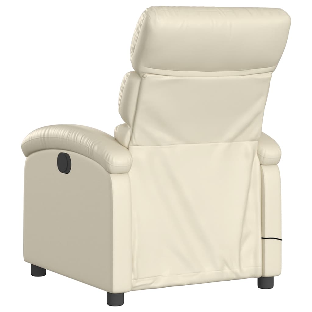 Poltrona Massaggiante Elettrica Reclinabile Crema Similpelle | homemem39