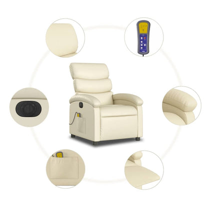 Poltrona Massaggiante Elettrica Reclinabile Crema Similpelle | homemem39