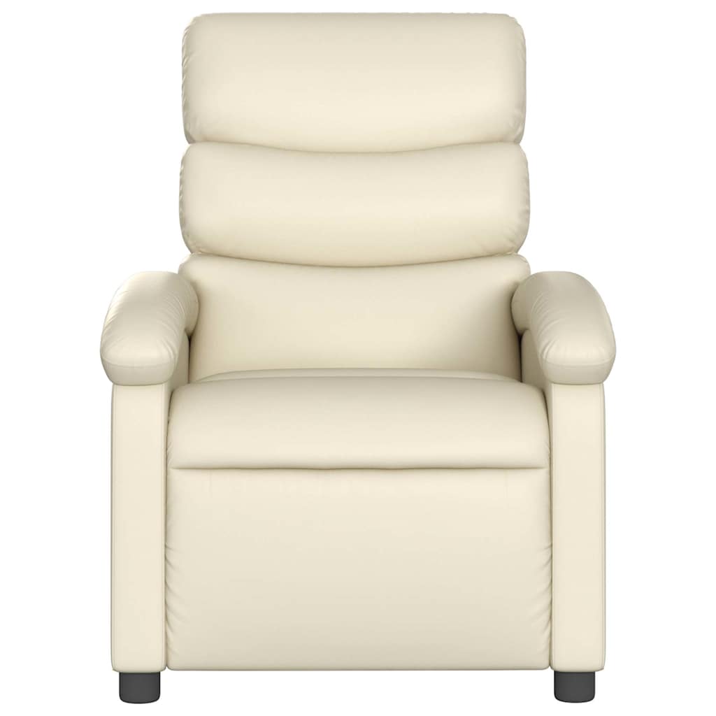 Poltrona Massaggiante Elettrica Reclinabile Crema Similpelle | homemem39