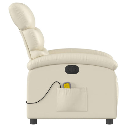 Poltrona Massaggiante Elettrica Reclinabile Crema Similpelle | homemem39