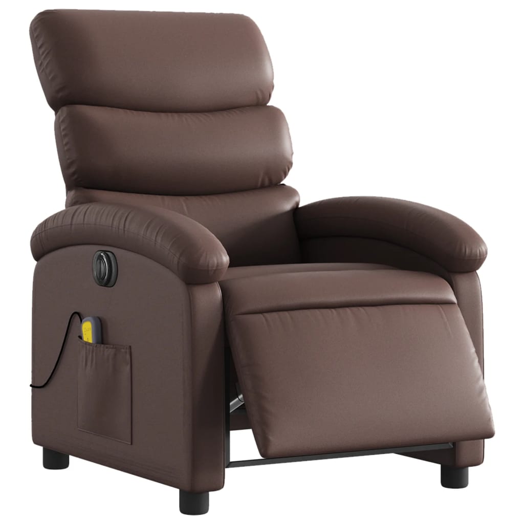 Poltrona Massaggiante Elettrica Marrone in Similpelle - homemem39