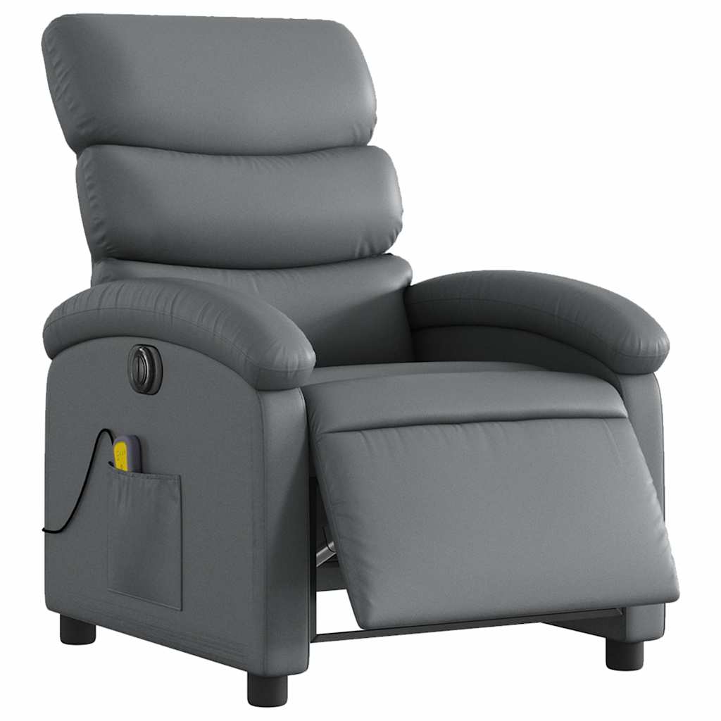 Poltrona Massaggiante Elettrica Reclinabile Grigio Similpelle | homemem39