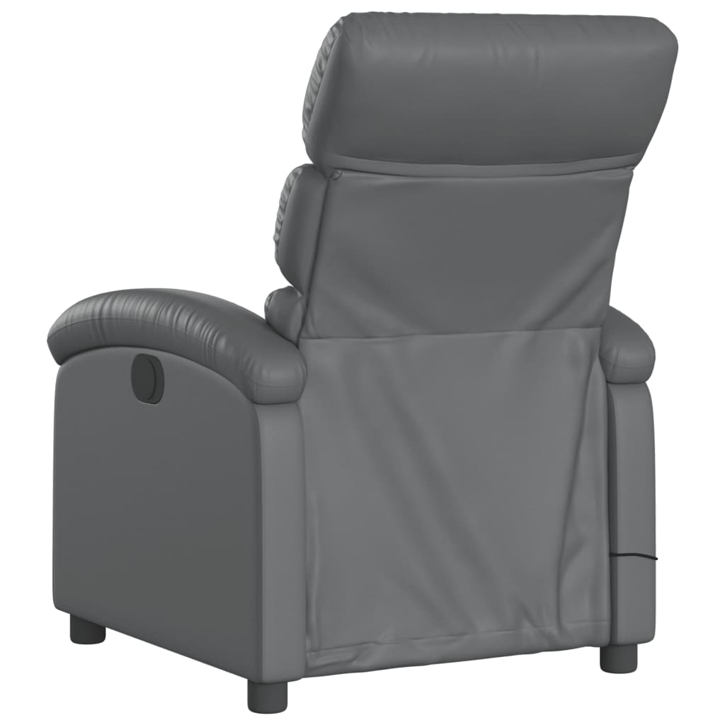 Poltrona Massaggiante Elettrica Reclinabile Grigio Similpelle - homemem39