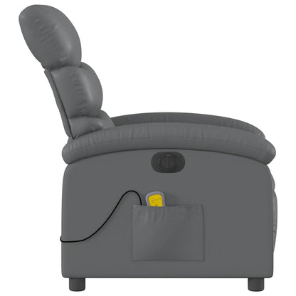Poltrona Massaggiante Elettrica Reclinabile Grigio Similpelle | homemem39