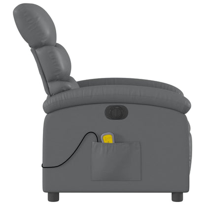 Poltrona Massaggiante Elettrica Reclinabile Grigio Similpelle - homemem39