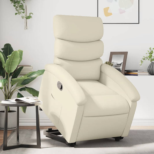 Poltrona Alzapersona Reclinabile Crema in Similpelle | homemem39