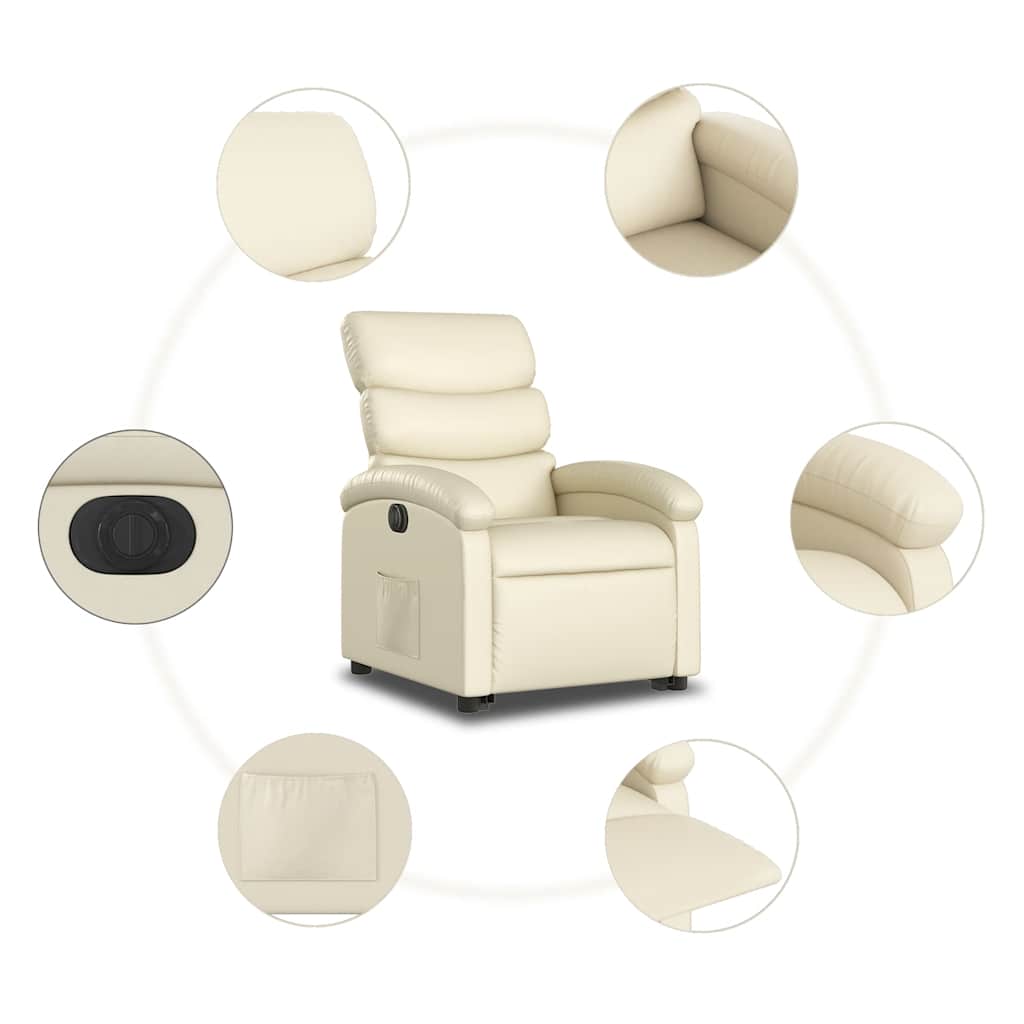 Poltrona Alzapersona Reclinabile Crema in Similpelle | homemem39