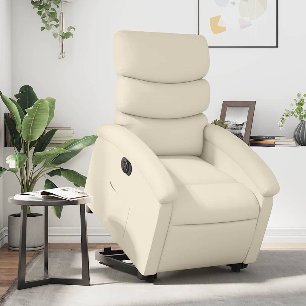 Poltrona Alzapersona Reclinabile Crema in Similpelle | homemem39