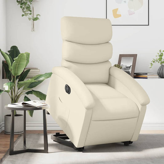 Poltrona Alzapersona Reclinabile Crema in Similpelle | homemem39