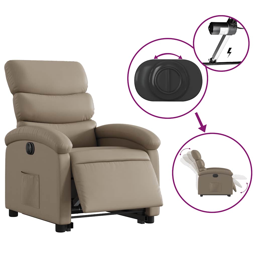 Poltrona Alzapersona Reclinante Elettrica Cappuccino Similpelle | homemem39