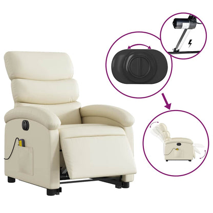 Poltrona Alzapersona Elettrica Reclinabile Crema in Similpelle | homemem39