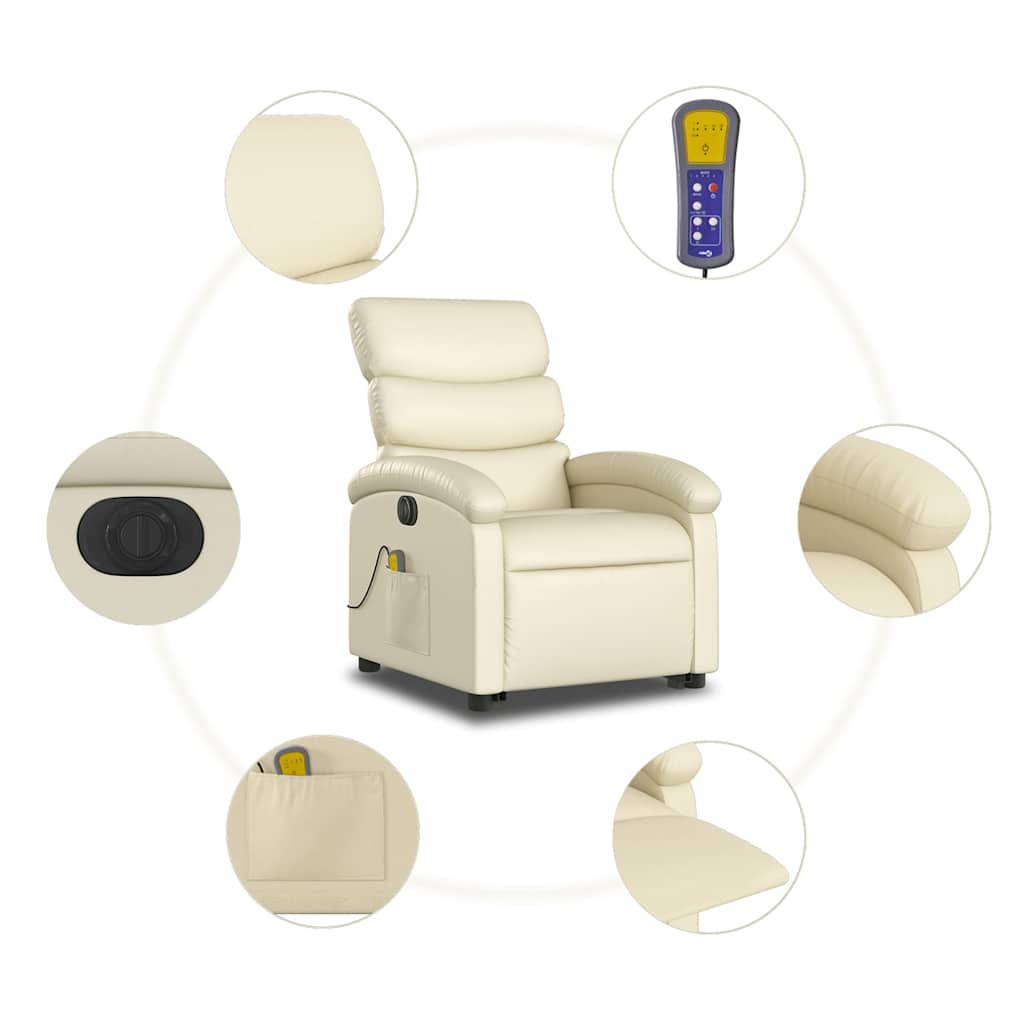 Poltrona Alzapersona Elettrica Reclinabile Crema in Similpelle | homemem39