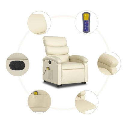 Poltrona Alzapersona Elettrica Reclinabile Crema in Similpelle | homemem39