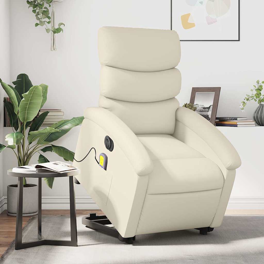 Poltrona Alzapersona Elettrica Reclinabile Crema in Similpelle | homemem39
