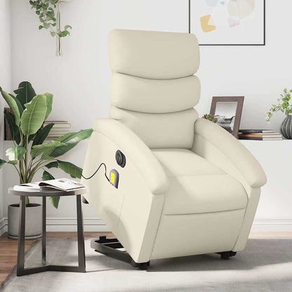 Poltrona Alzapersona Elettrica Reclinabile Crema in Similpelle | homemem39