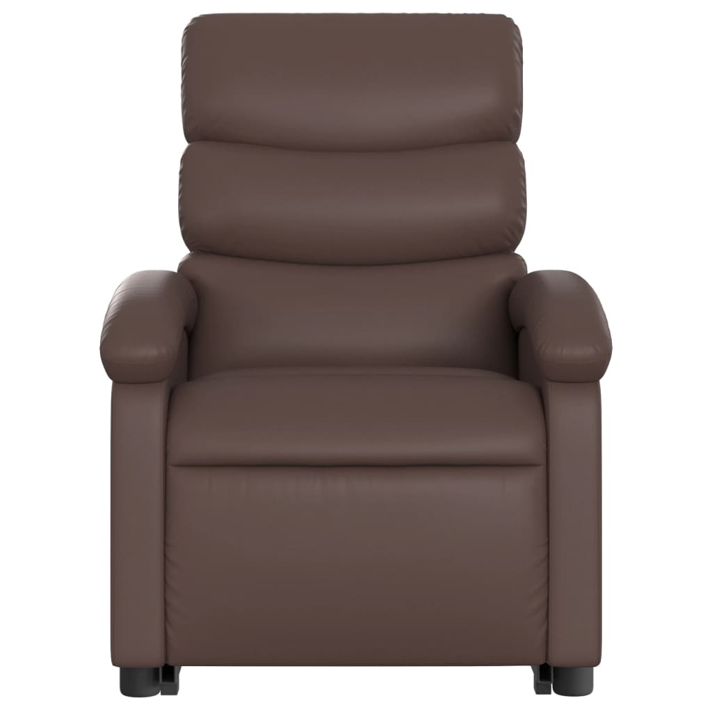 Poltrona Alzapersona Elettrica Reclinabile Marrone Similpelle - homemem39