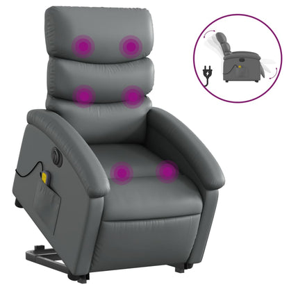 Poltrona Alzapersona Elettrica Reclinabile Grigio in Similpelle - homemem39