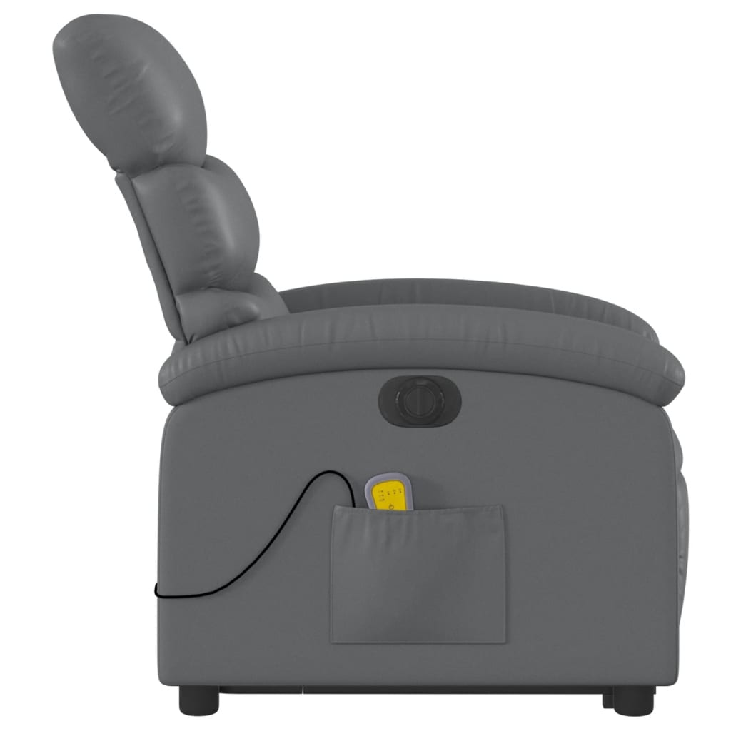Poltrona Alzapersona Elettrica Reclinabile Grigio in Similpelle - homemem39